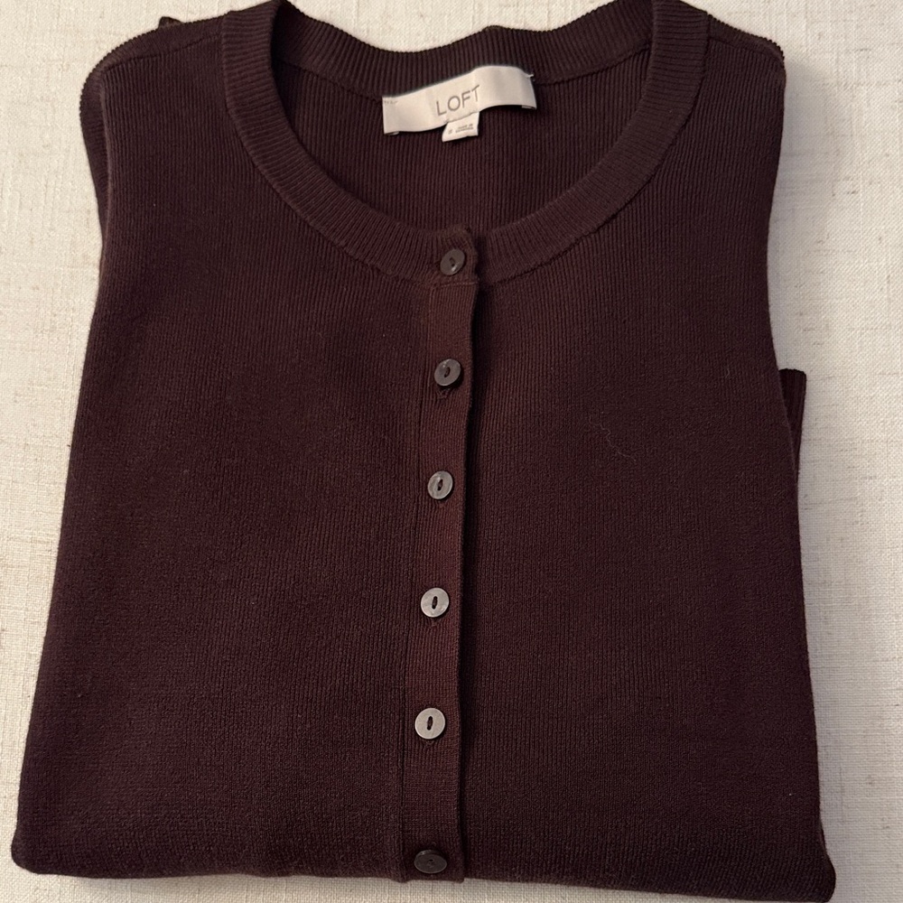 LOFT Women's Dark Brown Cardigan Sweater